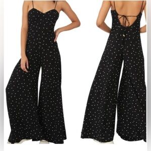 Free people Black Polka Dot Jumpsuit flowy